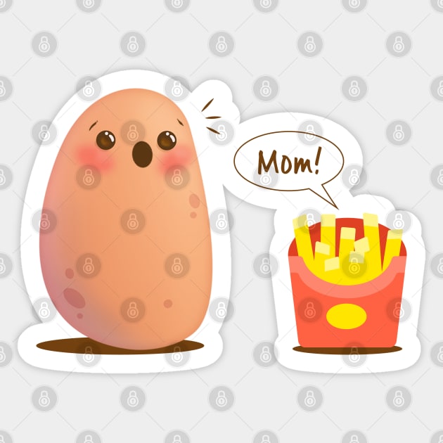 Funny French Fries Cute Kawaii Potato Sticker by Irene Koh Studio